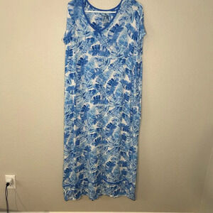 Tommy Bahama  blue sleeveless oversize sleep maxi gown with pockets  size S